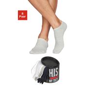 Sneakersocken H.I.S, Herren, Gr. 43-46, blau (2x weiß, 2x hellgrau, meliert, 2x marine, 2x schwarz), Baumwolle, Polyamid, uni und meliert, Socken Sneakersocken, in der Geschenkdose (35011632-43) 2x we