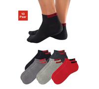 Sneakersocken H.I.S, Herren, Gr. 43-46, rot (2x schwarz, 2x grau, 2x rot, 2x anthrazit, meliert, 2x hellgrau, meliert), Baumwolle, Elasthan, Polyamid, meliert, elastisch, Socken Sneakersocken, mit ver
