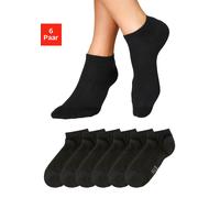 Sneakersocken H.I.S, Herren, Gr. 43-46, schwarz (6x schwarz), Baumwolle, Elasthan, Polyamid, uni, elastisch, Socken Sneakersocken, mit weicher Frotteesohle (91559364-43) 6x schwarz