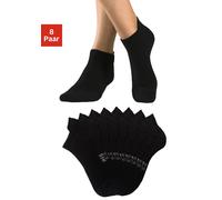 Sneakersocken H.I.S, Damen, Gr. 43-46, schwarz (8x schwarz), Baumwollmischung, unifarben, elastisch, Socken Sneakersocken, mit verlängertem Bündchen hinten (60518054-43) 8x schwarz