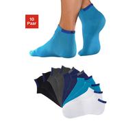 Sneakersocken H.I.S, Herren, Gr. 47-48, blau (2x schwarz, 2x grau, 2x blau, 2x türkis, 2x weiß), Baumwolle, Elasthan, Polyamid, meliert, unifarben, elastisch, Socken Sneakersocken, mit verstärkten Bel