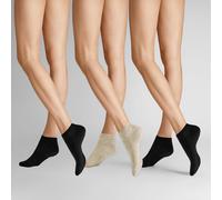 Sneakersocken HUDSON "Socken EASY³ 3-PACK SNEAKER 3er Pack", Damen, Gr. 35-38, bunt (schwarz, beige), Obermaterial: 80% Baumwolle CO. 17% Polyamid PA. 3% Elasthan EL., Socken Sneakersocken (32402105-3