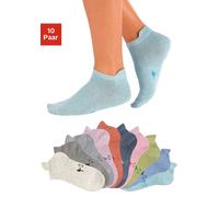 Sneakersocken KANGAROOS, Damen, Gr. 39-42, bunt, Baumwolle, Elasthan, Polyamid, meliert, uni, elastisch, Socken Sneakersocken, mit verlängertem Bündchen hinten (324111-39) bunt