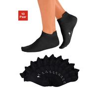 Sneakersocken KANGAROOS, Damen, Gr. 39-42, schwarz, Baumwolle, Elasthan, Polyamid, meliert, uni, elastisch, Socken Sneakersocken, mit verlängertem Bündchen hinten (253473-39) schwarz