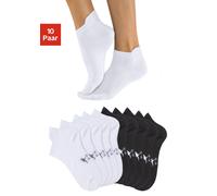 Sneakersocken KANGAROOS, Damen, Gr. 39-42, weiß (5x weiß, 5x schwarz), Polyamid, Baumwolle, Elasthan, unifarben, elastisch, Socken, mit erhöhtem Bündchen (47286229-39) 5x weiß, 5x schwarz