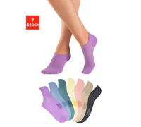 Sneakersocken LASCANA ACTIVE, Damen, Gr. 35-38, 1x peach, 1x flieder, 1x hell blau, 1x mint, 1x gelb, 1x silber, 1x beige, Materialmix, unifarben, elastisch, Socken, mit Pikeestruktur (39271460-35) 1x