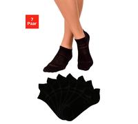 Sneakersocken LASCANA ACTIVE, Damen, Gr. 35-38, schwarz (7x schwarz), Obermaterial: 71% Baumwolle, 16% Polyester, 11% Polyamid, 2% Elasthan, unifarben, elastisch, Socken Sneakersocken, in Piqué-Optik 