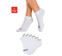 Sneakersocken LASCANA ACTIVE, Damen, Gr. 35/38, weiß (6x weiß), Baumwollmischung, unifarben, Socken, mit eingestricktem Marken Logo (88039066-35) 6x weiß