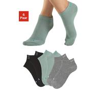 Sneakersocken LASCANA ACTIVE, Damen, Gr. 39/42, 2x schwarz, 2x mint, 2x grau meliert, Baumwollmischung, unifarben, Socken, mit eingestricktem Marken Logo (58502348-39) 2x schwarz, 2x mint, 2x grau mel