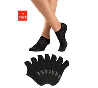 Sneakersocken LASCANA ACTIVE, Damen, Gr. 39-42, schwarz (7x schwarz), Materialmix, unifarben, elastisch, Socken Sneakersocken, mit Pikeestruktur (30627901-39) 7x schwarz