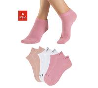 Sneakersocken LASCANA ACTIVE, Damen, Gr. 39/42, 2x lachs, 2x rosa, 2x weiß, Baumwollmischung, unifarben, Socken, mit eingestricktem Marken Logo (46101543-39) 2x lachs, 2x rosa, 2x weiß