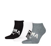 Sneakersocken PUMA, Damen, Gr. 43-46, schwarz-weiß (grau, weiß, schwarz), Obermaterial: 63% Baumwolle, 19% Polyester, 15% Polyamid, 3% Elasthan, unifarben mit Farbeinsatz, Socken Sneakersocken, mit ve