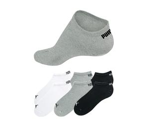 Sneakersocken PUMA "PU Sneaker Socks 6-pack", Damen, Gr. 47-49, schwarz-weiß (weiß, grau, meliert, schwarz), Obermaterial: 72% Baumwolle, 24% Polyester, 3% Polyamid, 1% Elasthan, meliert, unifarben, n