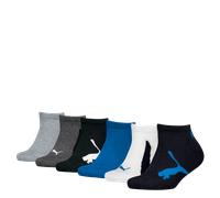 Sneakersocken PUMA "PUMA KIDS BWT SNEAKER 6P ECOM", Mädchen, Gr. 23-26, weiß (navy, weiß, strong blau), Materialmix, unifarben mit Farbeinsatz, Socken Sneakersocken, mit verstärkten Nähten (17891545-2