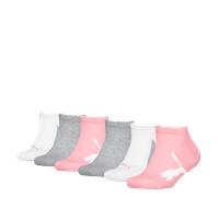 Sneakersocken PUMA "PUMA KIDS BWT SNEAKER 6P ECOM", Mädchen, Gr. 27-30, rosa (pink, grau), Materialmix, unifarben mit Farbeinsatz, Socken Sneakersocken, mit verstärkten Nähten (70180741-27) pink, grau