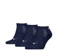PUMA Unisex Sneakersocken, 3er Pack - Cushioned Sneaker 3P, Logo, einfarbig Blau 35-38