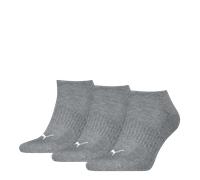 PUMA Unisex Sneakersocken, 3er Pack - Cushioned Sneaker 3P, Logo, einfarbig Grau 35-38