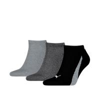 Sneakersocken PUMA "PUMA UNISEX LIFESTYLE SNEAKERS 3P", Herren, Gr. 35-38, schwarz (grau, schwarz), Baumwollmischung, Socken Sneakersocken, Flache Zehennaht, Rippenbündchen (30502220-35) grau, schwarz