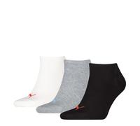 Sneakersocken PUMA "PUMA UNISEX SNEAKER PLAIN 3P", Herren, Gr. 39-42, weiß (schwarz, grau, weiß, colour), Baumwollmischung, Socken Sneakersocken, mit kleinem Logo (98158609-39) schwarz, grau, weiß, co