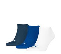 Sneakersocken PUMA "PUMA UNISEX SNEAKER PLAIN 3P", Herren, Gr. 43-46, blau (blau combo), Baumwollmischung, meliert, unifarben, Socken Sneakersocken, mit kleinem Logo (31290016-43) blau combo
