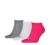 PUMA Unisex Plain Sneaker Sock, Middle Grey Melange/Pink-New, 35/38 (3er Pack)