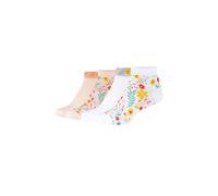 Sneakersocken S.OLIVER "4er Pack", Damen, Gr. 35-38, weiß, powder puff, 70% Baumwolle, 27% Polyester, 3% Elasthan, geblümt, Socken Sneakersocken (52734664-35) weiß, powder puff