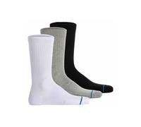 Sneakersocken STANCE "Socken Icon Socken 3er Pack", Herren, Gr. 35-37, bunt (schwarz, grau, weiß), Obermaterial: 76% Baumwolle CO. 19% Polyester PES. 3% Nylon NY. 2% Elasthan EL., Socken Sneakersocken