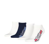 Sneakersocken TOMMY HILFIGER "TH MEN SNEAKER 4P LOGO STRIPE ECOM", Herren, Gr. 39-42, weiß, navy, Obermaterial: 74% Baumwolle, 25% Polyamid, 1% Elasthan, Socken Sneakersocken (25005435-39) weiß, navy