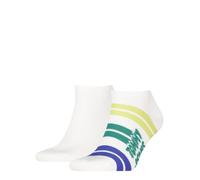 Sneakersocken TOMMY HILFIGER "TH UNI TJ SNEAKER 2P FUSHION TOMMY", Herren, Gr. 43-46, weiß, gelb, Obermaterial: 70% Baumwolle, 29% Polyamid, 1% Elasthan, Socken Sneakersocken (87209367-43) weiß, gelb