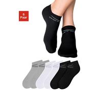 Sneakersocken VENICE BEACH, Damen, Gr. 31-34, schwarz-weiß (schwarz, weiß, grau), Baumwolle, Elasthan, Polyamid, uni und meliert, elastisch, Socken Sneakersocken, perfekte Passform durch LYCRA-Anteil