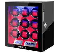SNEOLTJN Uhrenbeweger für 9 Automatikuhren, ultra-leise japanische Motoren, integrierte LED-Beleuchtung und LCD-Touchscreen-Steuerung