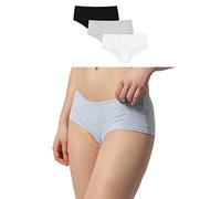Snocks 3er Pack Hipster - Damen Baumwolle Panties - Push-Up Unterhose Damen Slip - Gr.XS, Farbe Weiß/Grau/Schwarz