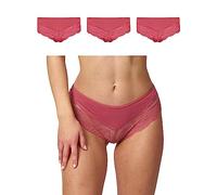 Snocks 3er Pack Hipster Lace - Damen Baumwolle Panties mit Spitze - Unterhose Damen Slip - Gr. XS - Farbe Mauve