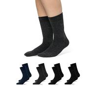 Snocks 4er Set Business Socken für Herren - Herrensocken mit atmungsaktiver Baumwolle ohne drückende Naht - Größe 43-46 - Farbe Mix (2x Schwarz + 1x Grau + 1x Blau)