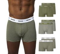 Snocks 6er Pack Boxershorts Herren Gestreift Unterhosen Männer (L, 6X Olive Gestreift)