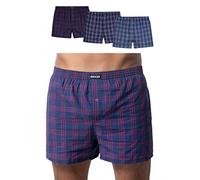 Snocks American Boxershorts Herren aus Bio-Baumwolle 3er-Pack, Weite Passform und lockerer Fit, Kein juckendes Etikett und komfortabler Bund, Unterhosen Herren Gr.L, Farbe Großes Karo Mix Blau