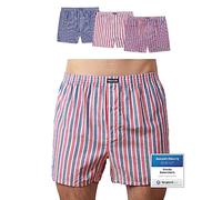 Snocks American Boxershorts Herren aus Bio-Baumwolle 3er-Pack, Weite Passform und lockerer Fit, Kein juckendes Etikett und komfortabler Bund, Unterhosen Herren Gr.L, Farbe Streifen Navy/Rot/Weiß