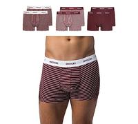Snocks Boxershorts Herren aus Bio-Baumwolle (6er Pack) - Atmungsaktiv und Ideal für Sport und Alltag - Kein juckendes Etikett - Unterhosen Herren - Gr.3XL, Farbe Rot Gestreift