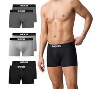 Snocks Boxershorts Herren aus Bio-Baumwolle (6er Pack) - Atmungsaktiv und Ideal für Sport und Alltag - Kein juckendes Etikett - Unterhosen Herren - Gr.XXL, Farbe Mix (Schwarz/Hell Grau/Grau)