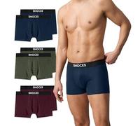 Snocks Boxershorts Herren Bio Baumwolle (6er Pack) Unterhosen Herren ohne einschneidenden Gummibund - Gr. L - Blau Rot Grün