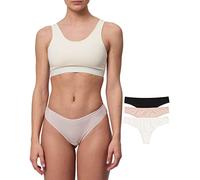 Snocks Brazilian Slip Damen aus Bio-Baumwolle (3er Pack) - Damenunterwäsche mit Perfekter Passform und angenehmem Tragegefühl - Klassisches Unterwäsche Frauen Design - Gr.XS, Farbe Nude/Schwarz/Rose