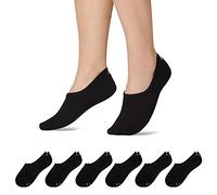 Snocks Füßlinge für Damen und Herren aus Bio-Baumwolle 6 Paar - Rutschfeste und unsichtbare Sneakersocken - Kurze Socken Gr. 35-38 - Farbe Schwarz