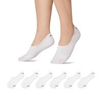 Snocks Füßlinge für Damen und Herren aus Bio-Baumwolle 6 Paar - Rutschfeste und unsichtbare Sneakersocken - Kurze Socken Gr. 47-50 - Farbe Weiß