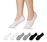 Snocks Füßlinge für Damen und Herren aus Bio-Baumwolle 6 Paar - Rutschfeste und unsichtbare Sneakersocken - Kurze Socken Gr. 43-46 - Farbe Mix (Schwarz/Hellgrau/Weiß)