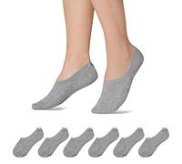 Snocks Füßlinge für Damen und Herren aus Bio-Baumwolle 6 Paar - Rutschfeste und unsichtbare Sneakersocken - Kurze Socken Gr. 39-42 - Farbe Hellgrau
