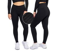 Snocks Gerippte High Waist Leggings Damen - Nahtloses Design, Blickdicht & Elastisch - Sportleggins lang für Alltag & Training, Yoga Hose oder Laufhose - Größe XS