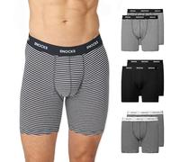 Snocks Lange Boxershorts Herren aus Bio-Baumwolle (6er Pack) - Atmungsaktiv & Ideal für Sport & Alltag - Kein juckendes Etikett & komfortabler Bund - Unterhosen Herren Gr.XL, Schwarz Gestreift