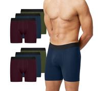 Snocks Lange Boxershorts Herren ohne Logo (6er Pack) - Bio-Baumwolle, atmungsaktiv, kein juckendes Etikett & komfortabler Bund - Unterhosen Männer Gr. M - Mix (Rot/Olive/Blau)