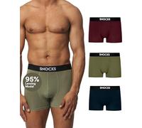 Snocks Premium Boxershorts Herren aus weichem Lenzing Modal (3er Pack) - Ultraleichte atmungsaktive Boxershorts. Unterwäsche Männer ohne Kratzenden Etiketten - Gr.L - Farbe Mix(Schwarz/Rot/Olivine)