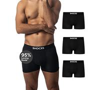 Snocks Premium Boxershorts Herren aus weichem Lenzing Modal (3er Pack) - Ultraleichte und Atmungsaktive Boxershorts - Unterwäsche Männer ohne Kratzenden Etiketten - Gr. S - Farbe Schwarz